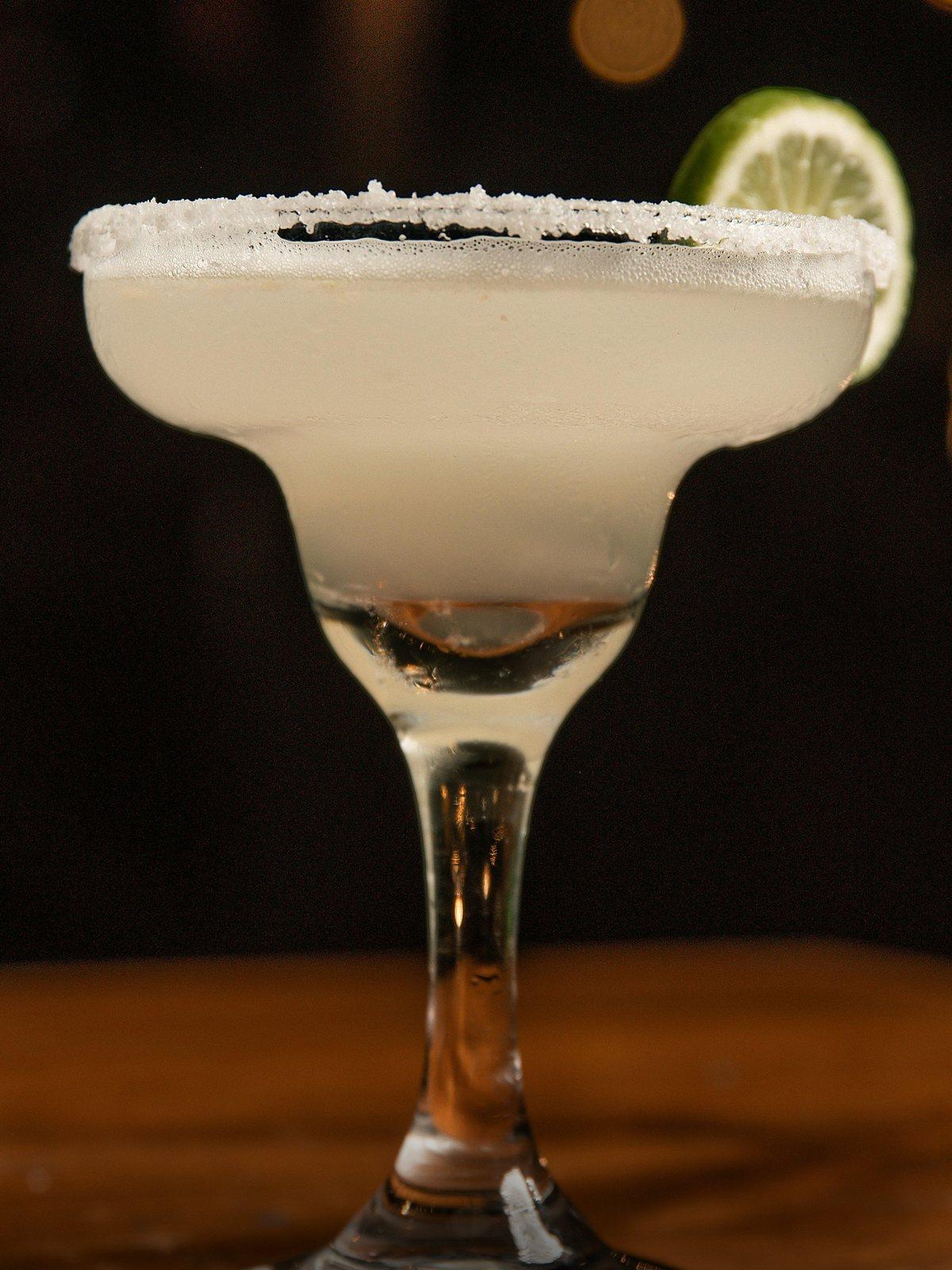A margarita made with Tequila Escudero, in a salt-rimmed glass